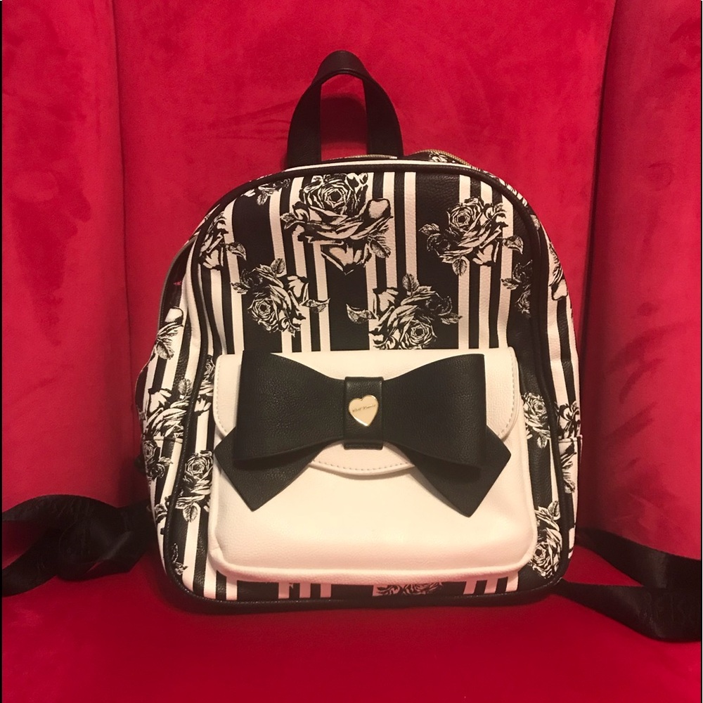 Black and White Betsey Johnson Mini Backpack